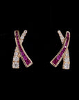 Ruby Red 'X' Diamond Earrings: Elegant Kiss