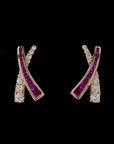 Ruby Red 'X' Diamond Earrings: Elegant Kiss