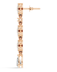 Rose gold long drop lab grown diamond hoop earrings