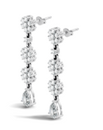 Pair of white gold long drop lab grown diamond earrings