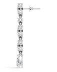 white gold long drop lab grown diamond earring with a geometric design