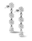 Pair of white gold pear long drop lab grown diamond earrings
