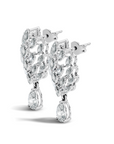 Pair of White metal drop earrings with marquise and pear lab grown diamonds