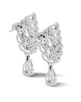 Pair of silver lab grown diamond earrings with clear gemstones