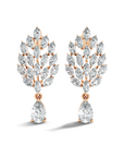 Pair of Rose gold leaf earrings with marquise lab grown diamonds