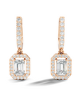 Rose gold diamond earrings with emerald-cut gemstones