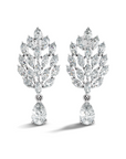 Leaf design earrings with marquise lab grown diamonds and pear drop