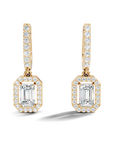 yellow gold emerald-cut lab grown with diamond earrings