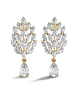 Pair of diamond earrings with leaf-like design