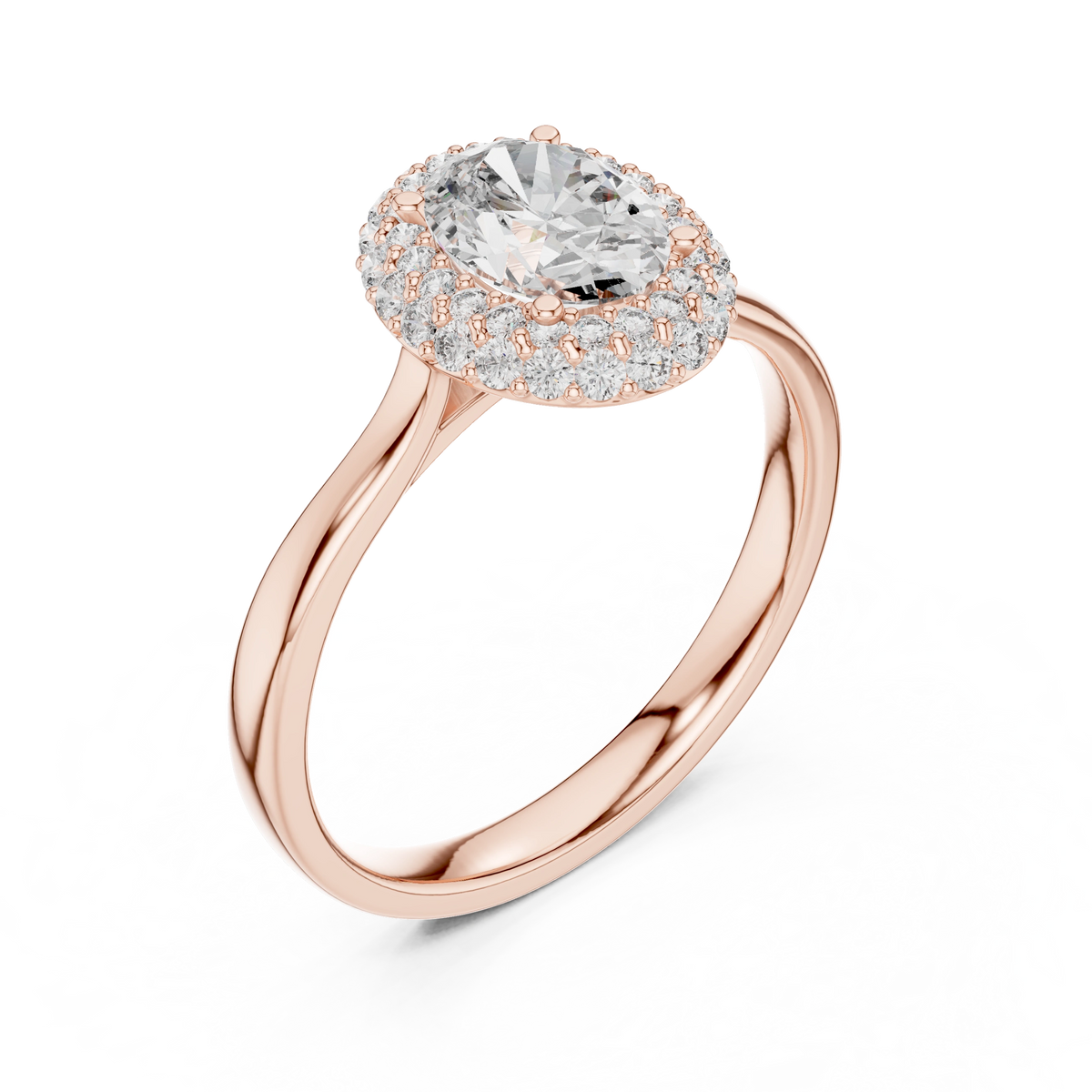 Gold 1Ct Double Halo Oval Lab Grown Diamond Josiah Ring