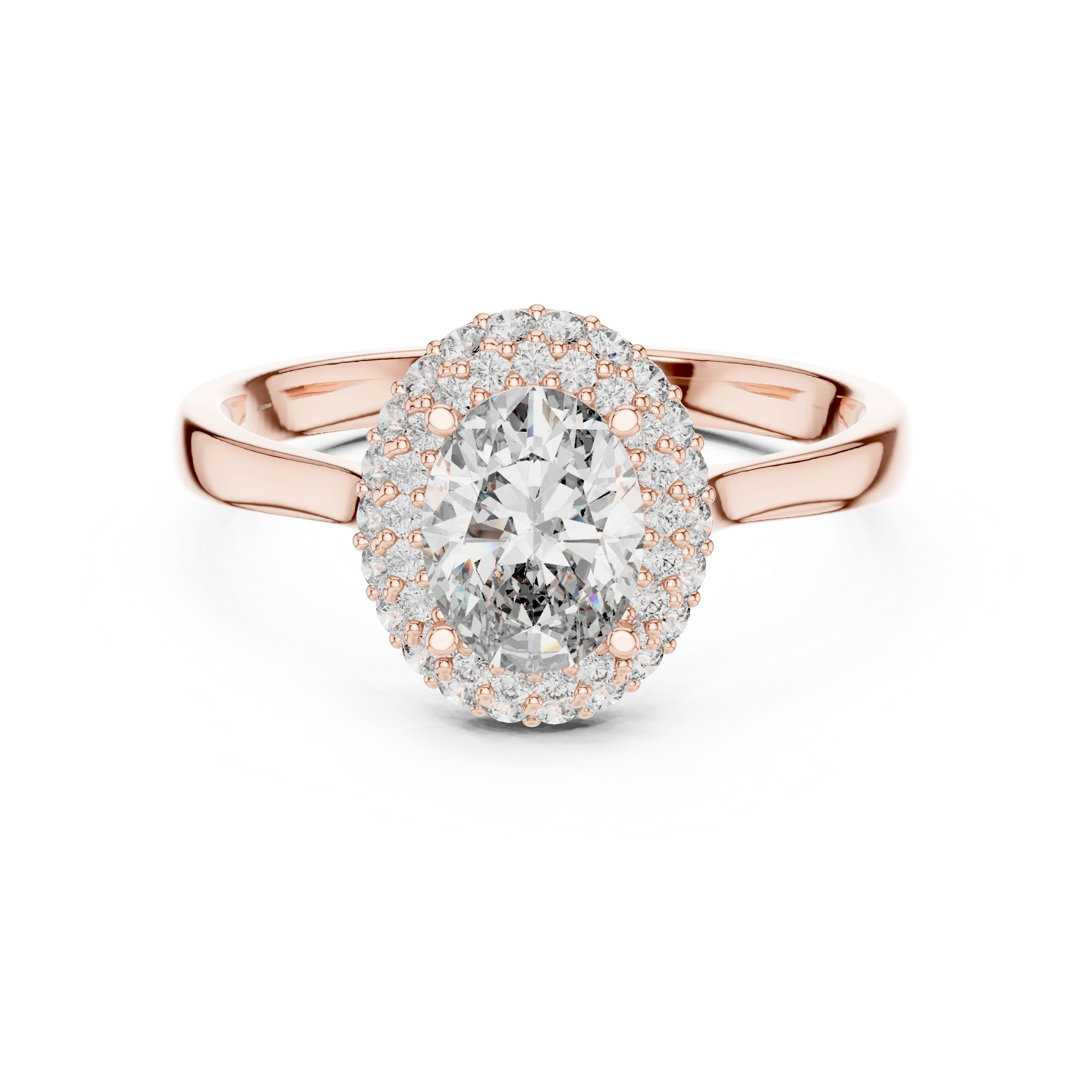Gold 1Ct Double Halo Oval Lab Grown Diamond Josiah Ring