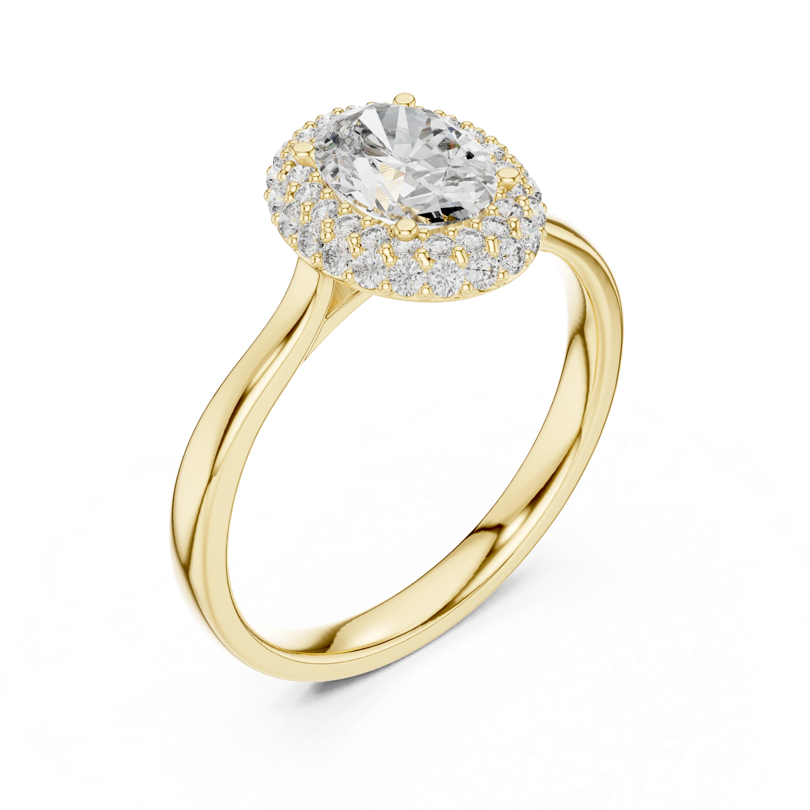 Gold 1Ct Double Halo Oval Lab Grown Diamond Josiah Ring