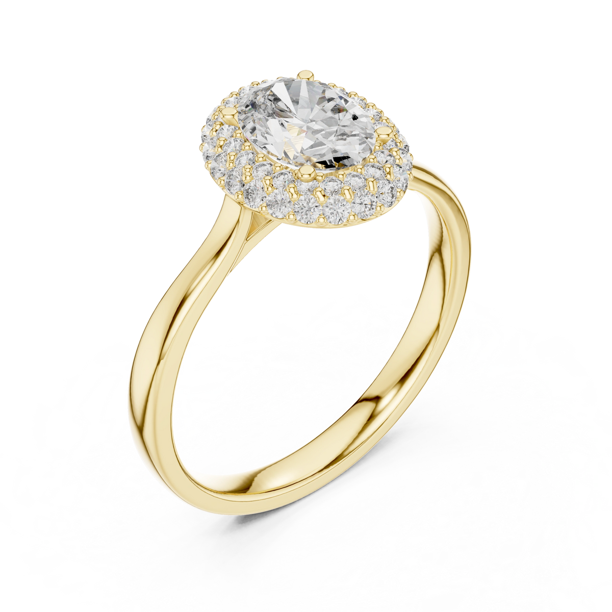 Gold 1Ct Double Halo Oval Lab Grown Diamond Josiah Ring