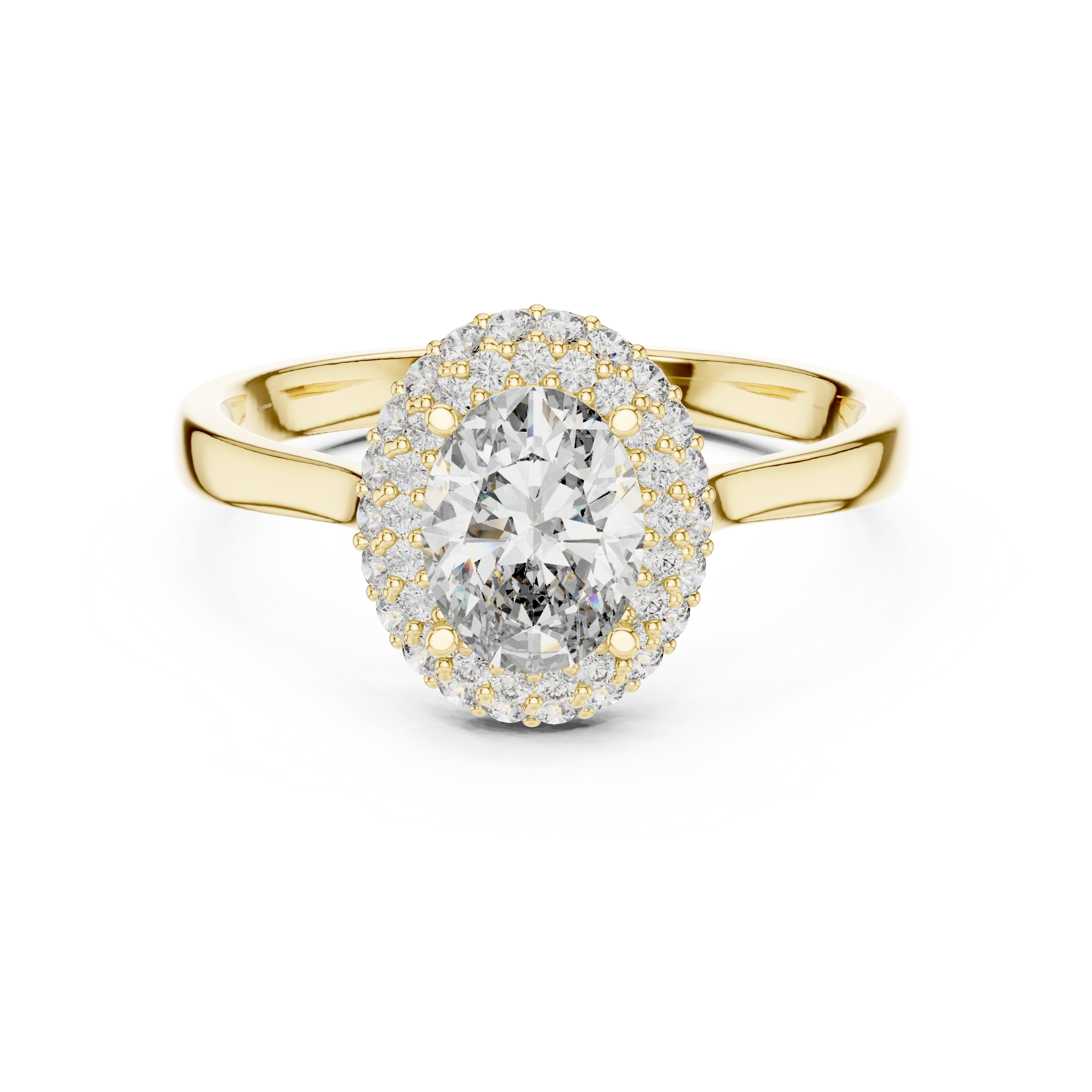 Gold 1Ct Double Halo Oval Lab Grown Diamond Josiah Ring