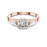 Gold 1Ct Three Stone Cushion Tapered Baguette Lab Grown Diamond Jayne Ring