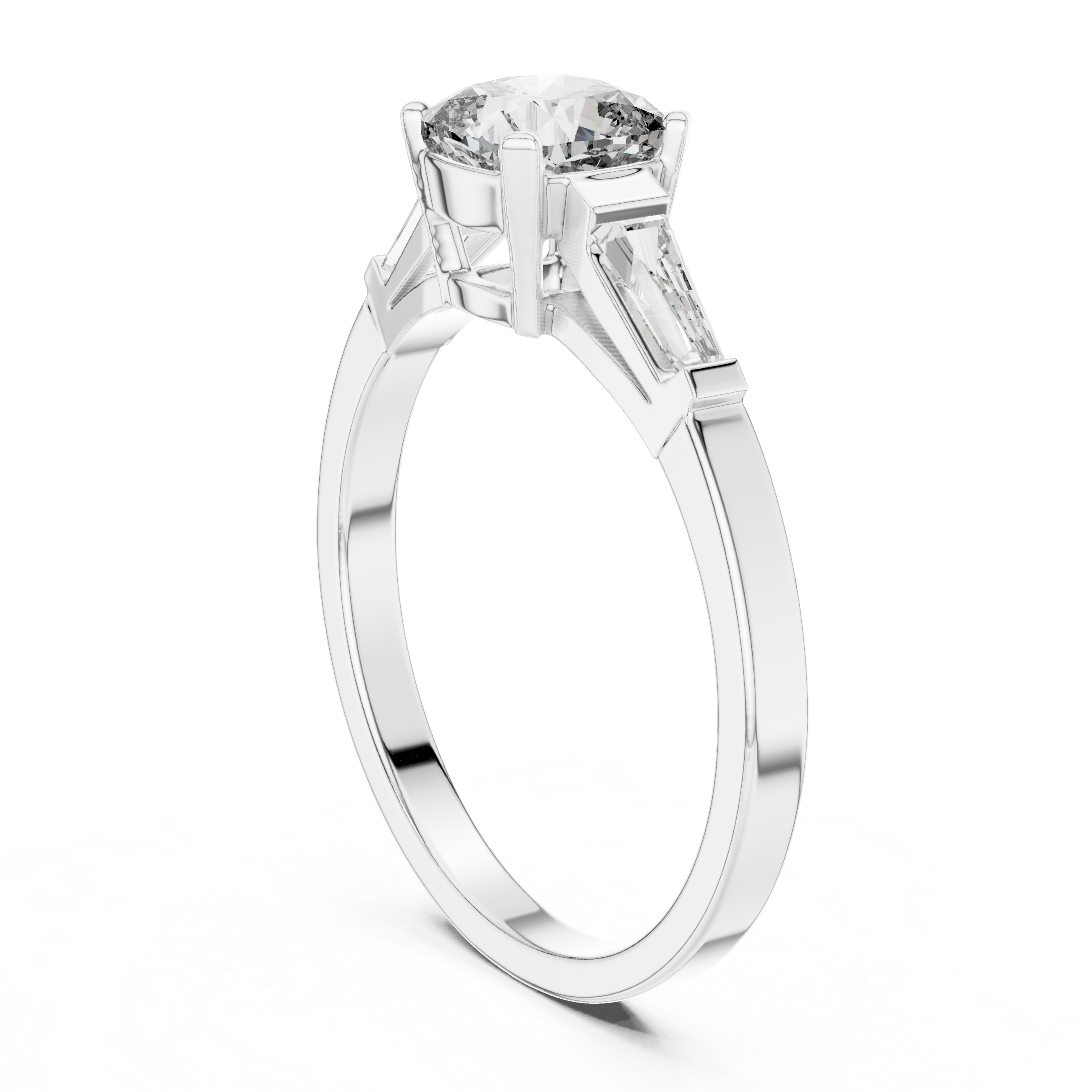 Gold 1Ct Three Stone Cushion Tapered Baguette Lab Grown Diamond Jayne Ring