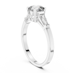 Gold 1Ct Three Stone Cushion Tapered Baguette Lab Grown Diamond Jayne Ring