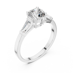 Gold 1Ct Three Stone Cushion Tapered Baguette Lab Grown Diamond Jayne Ring