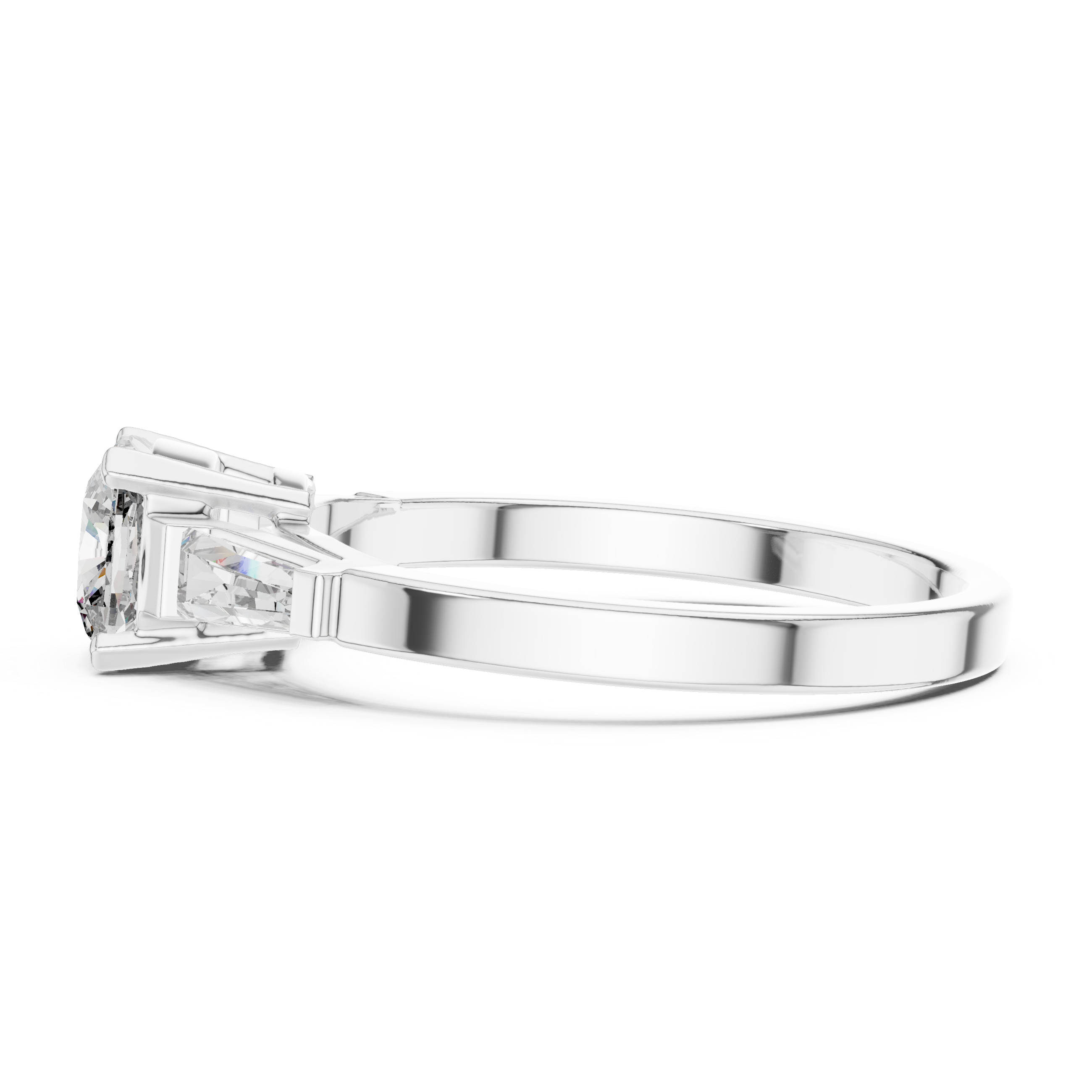 Gold 1Ct Three Stone Cushion Tapered Baguette Lab Grown Diamond Jayne Ring