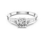 Gold 1Ct Three Stone Cushion Tapered Baguette Lab Grown Diamond Jayne Ring