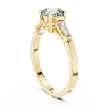 Gold 1Ct Three Stone Cushion Tapered Baguette Lab Grown Diamond Jayne Ring