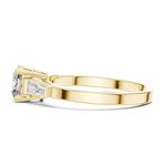 Gold 1Ct Three Stone Cushion Tapered Baguette Lab Grown Diamond Jayne Ring