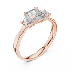 Gold 1Ct Three Stone Radiant Trapezoid Lab Grown Diamond Benjam Ring