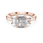 Gold 1Ct Three Stone Radiant Trapezoid Lab Grown Diamond Benjam Ring