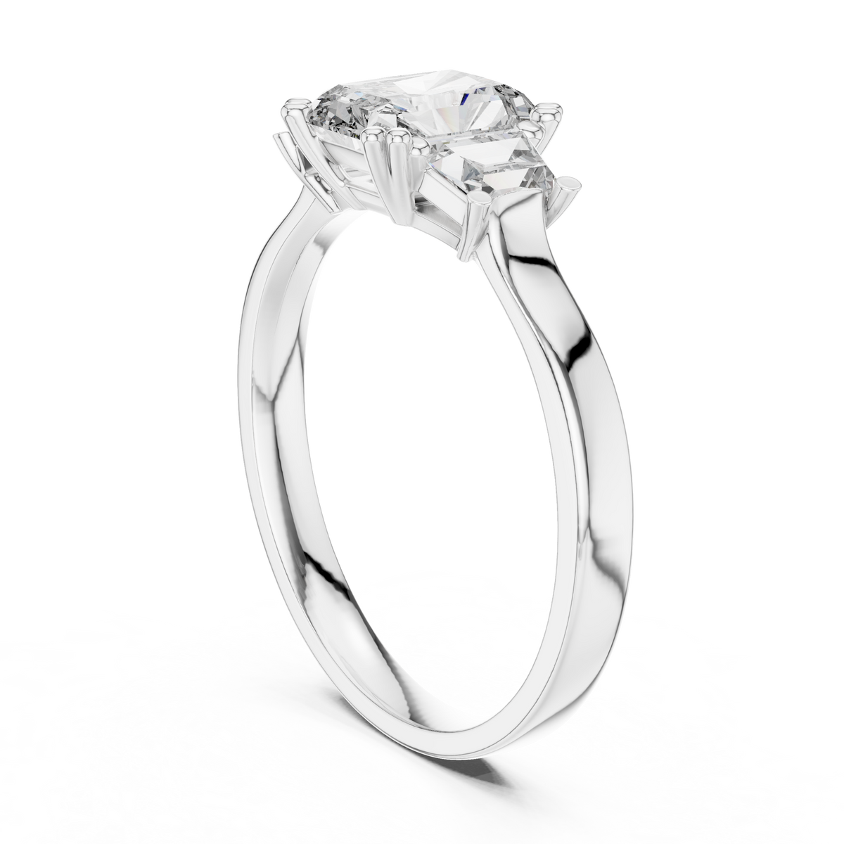 Gold 1Ct Three Stone Radiant Trapezoid Lab Grown Diamond Benjam Ring