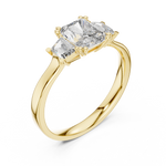 Gold 1Ct Three Stone Radiant Trapezoid Lab Grown Diamond Benjam Ring