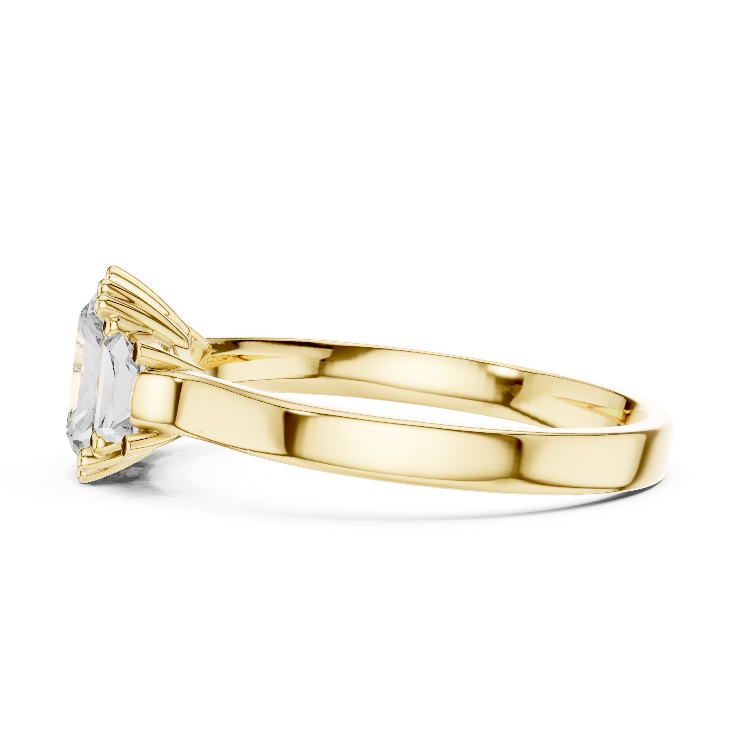 Gold 1Ct Three Stone Radiant Trapezoid Lab Grown Diamond Benjam Ring