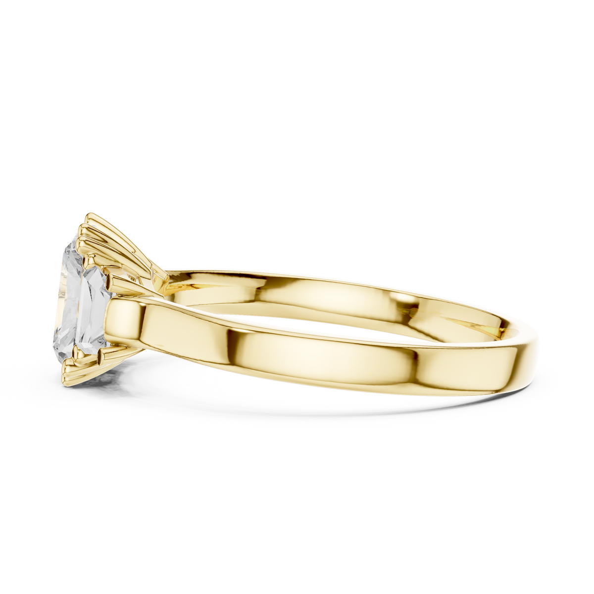 Gold 1Ct Three Stone Radiant Trapezoid Lab Grown Diamond Benjam Ring