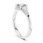 Gold 1Ct Halo Asscher Side Baguette Round Lab Grown Diamond Acario Ring