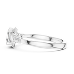 Gold 1Ct Halo Asscher Side Baguette Round Lab Grown Diamond Acario Ring