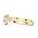 Gold 1Ct Halo Asscher Side Baguette Round Lab Grown Diamond Acario Ring