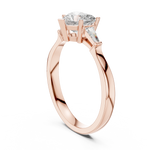 Gold 1Ct Three Stone Tapered Baguette Heart Lab Grown Diamond Malchi Ring