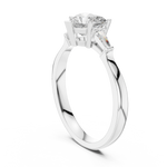 Gold 1Ct Three Stone Tapered Baguette Heart Lab Grown Diamond Malchi Ring