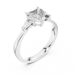 Gold 1Ct Three Stone Tapered Baguette Heart Lab Grown Diamond Malchi Ring
