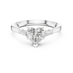 Gold 1Ct Three Stone Tapered Baguette Heart Lab Grown Diamond Malchi Ring