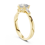 Gold 1Ct Three Stone Tapered Baguette Heart Lab Grown Diamond Malchi Ring