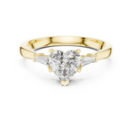 Gold 1Ct Three Stone Tapered Baguette Heart Lab Grown Diamond Malchi Ring
