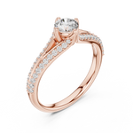 Gold 1Ct Split Shank Pave Solitaire Round Lab Grown Diamond Artemis Ring