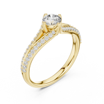 Gold 1Ct Split Shank Pave Solitaire Round Lab Grown Diamond Artemis Ring
