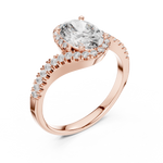 Gold 1Ct Split Shank Halo Oval Lab Grown Diamond Alyrix Ring