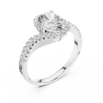Gold 1Ct Split Shank Halo Oval Lab Grown Diamond Alyrix Ring