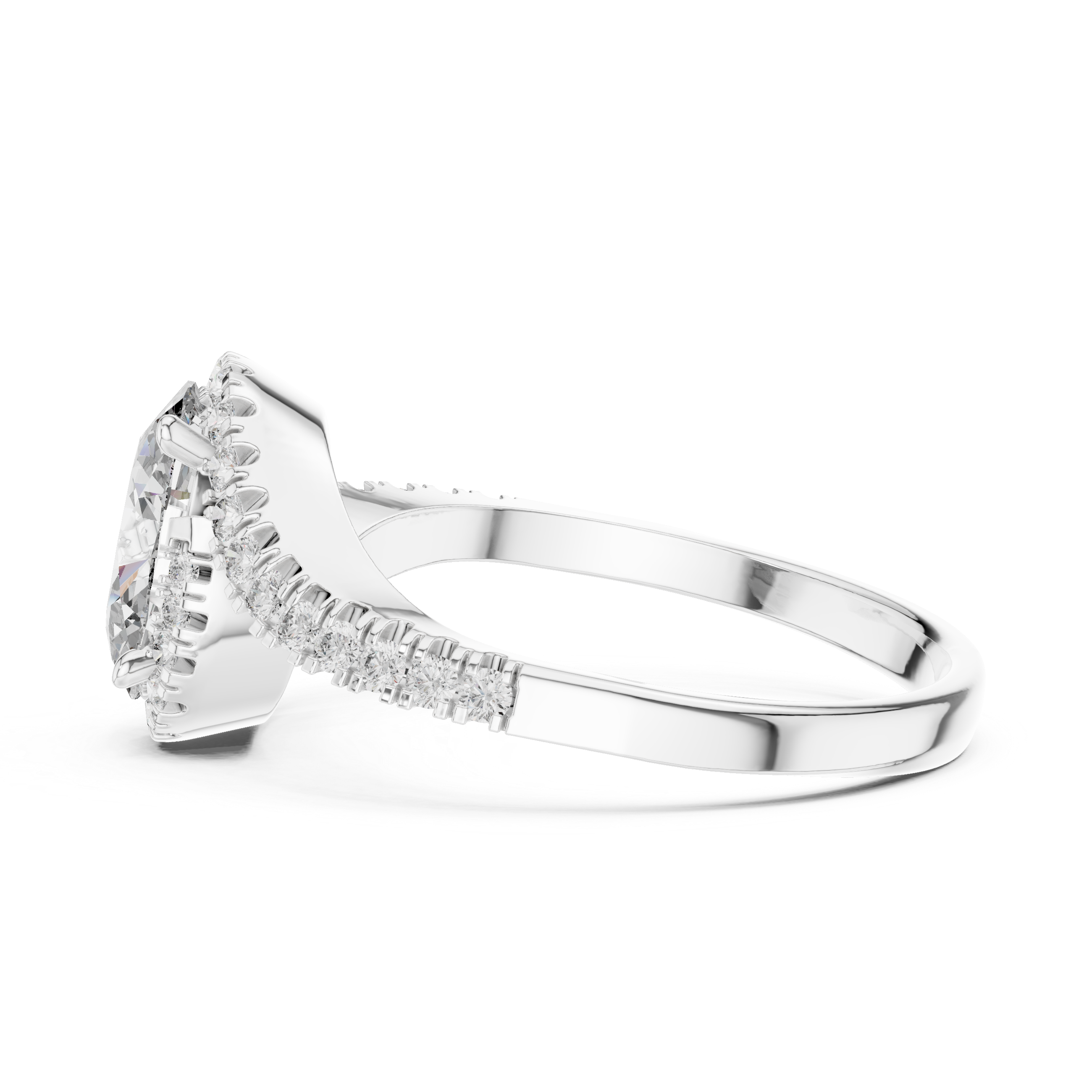 Gold 1Ct Split Shank Halo Oval Lab Grown Diamond Alyrix Ring