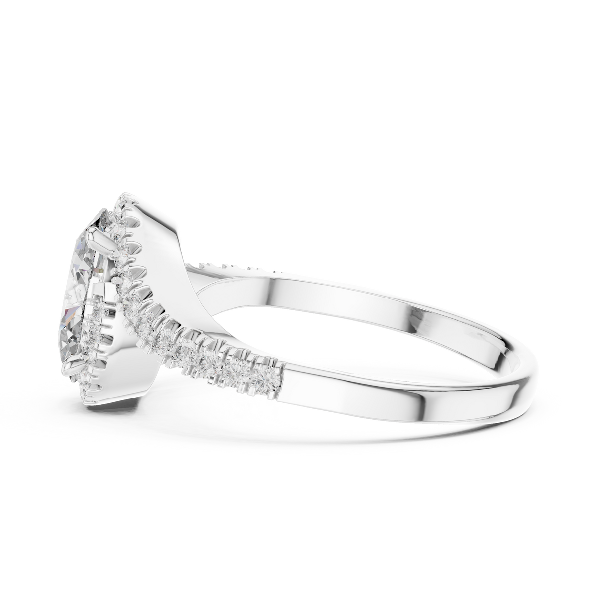 Gold 1Ct Split Shank Halo Oval Lab Grown Diamond Alyrix Ring