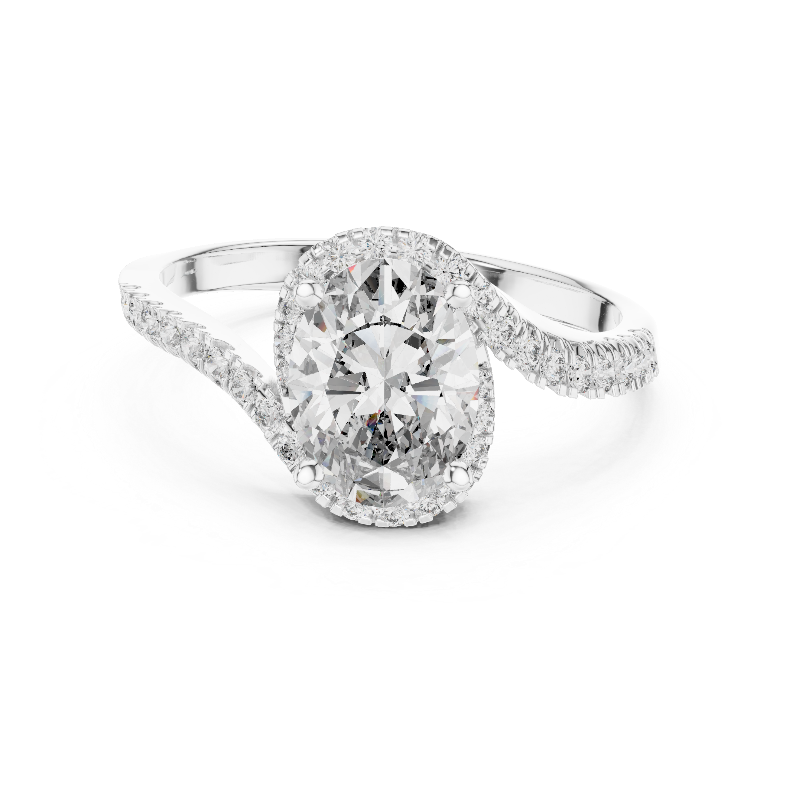 Gold 1Ct Split Shank Halo Oval Lab Grown Diamond Alyrix Ring