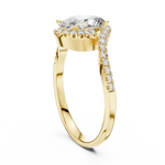 Gold 1Ct Split Shank Halo Oval Lab Grown Diamond Alyrix Ring