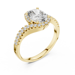 Gold 1Ct Split Shank Halo Oval Lab Grown Diamond Alyrix Ring